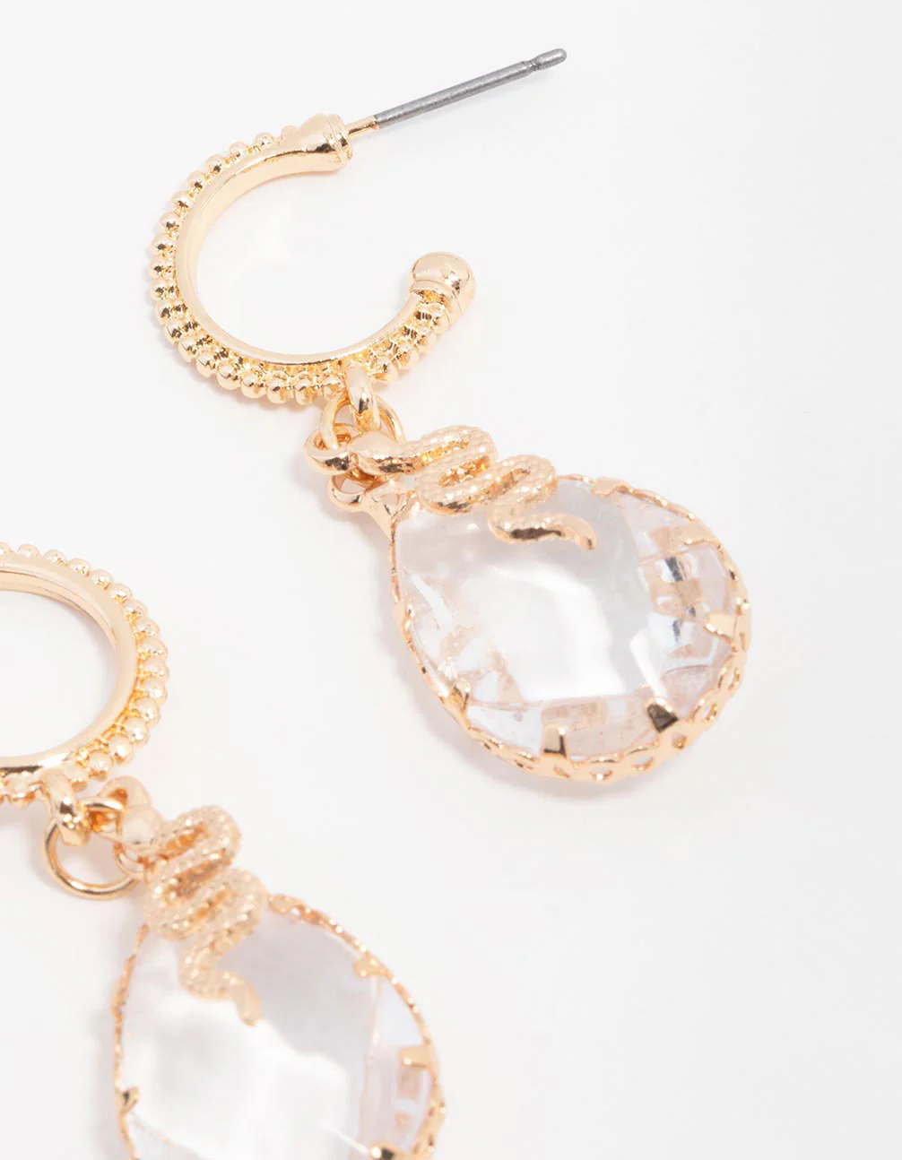 Cluster Quartz Snake Facet Hoop Earrings - Image 3