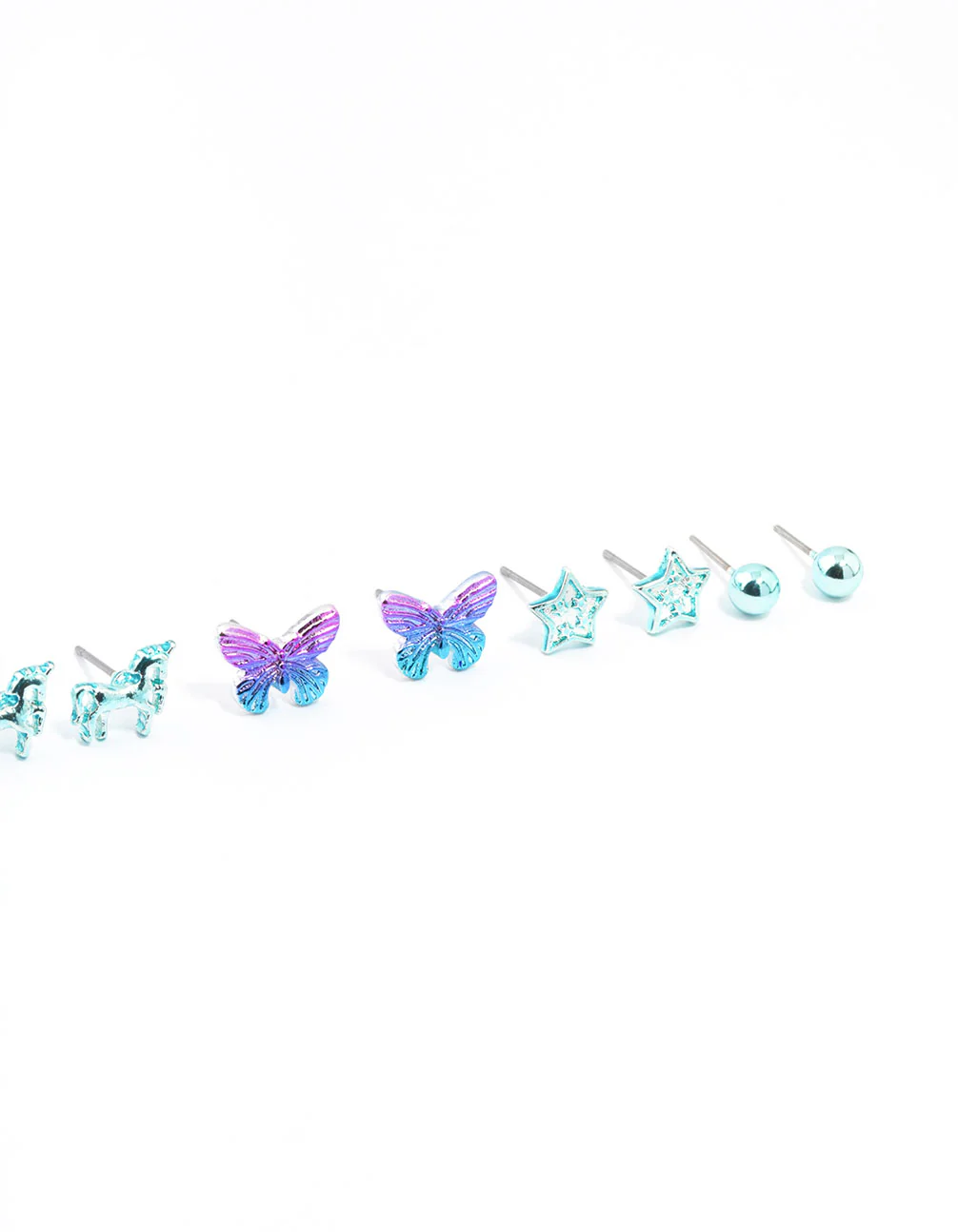 Kids Coated Unicorn And Butterfly Earrings 6-Pack - Image 3