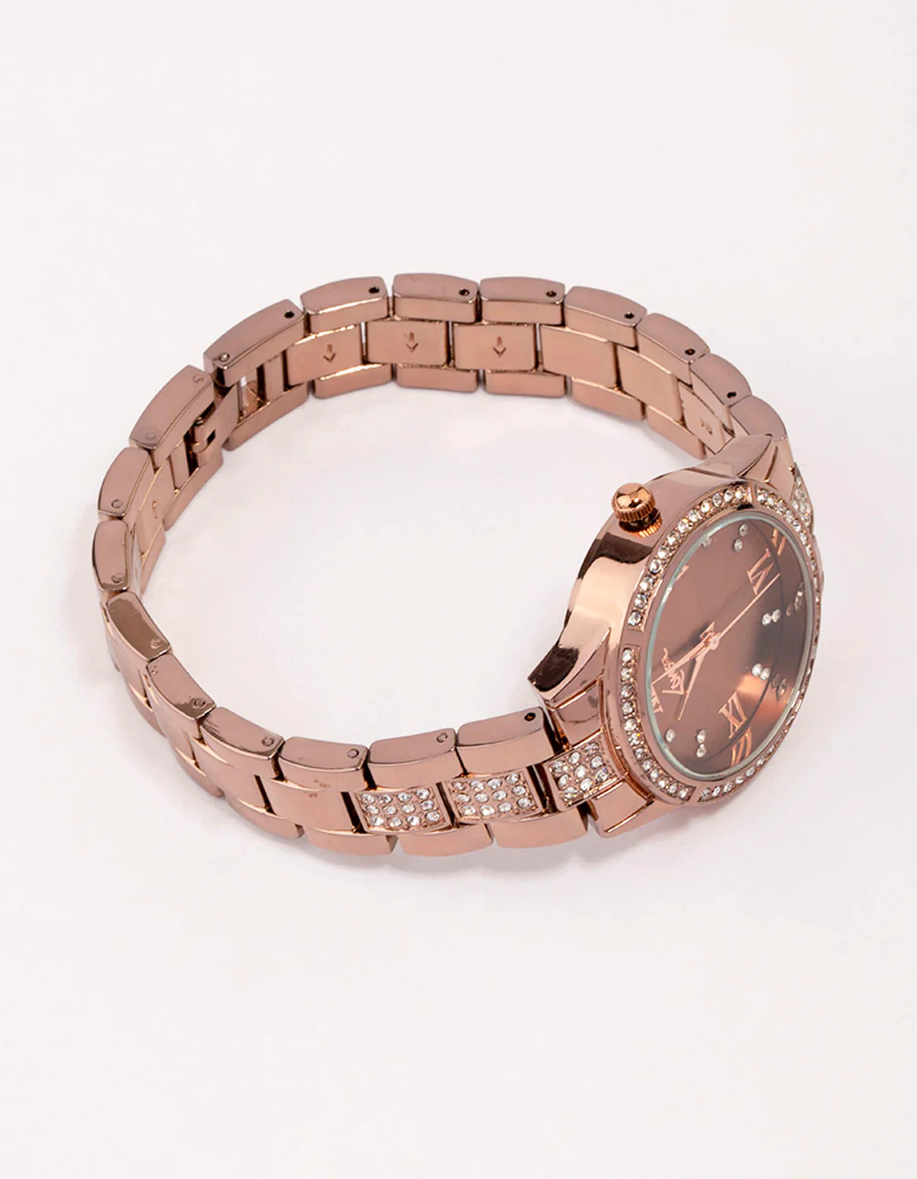 Copper-Coloured Diamante Link Watch - Image 3