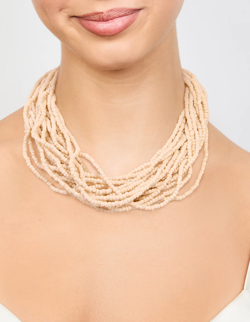Cream Bead Layered Necklace - Image 2