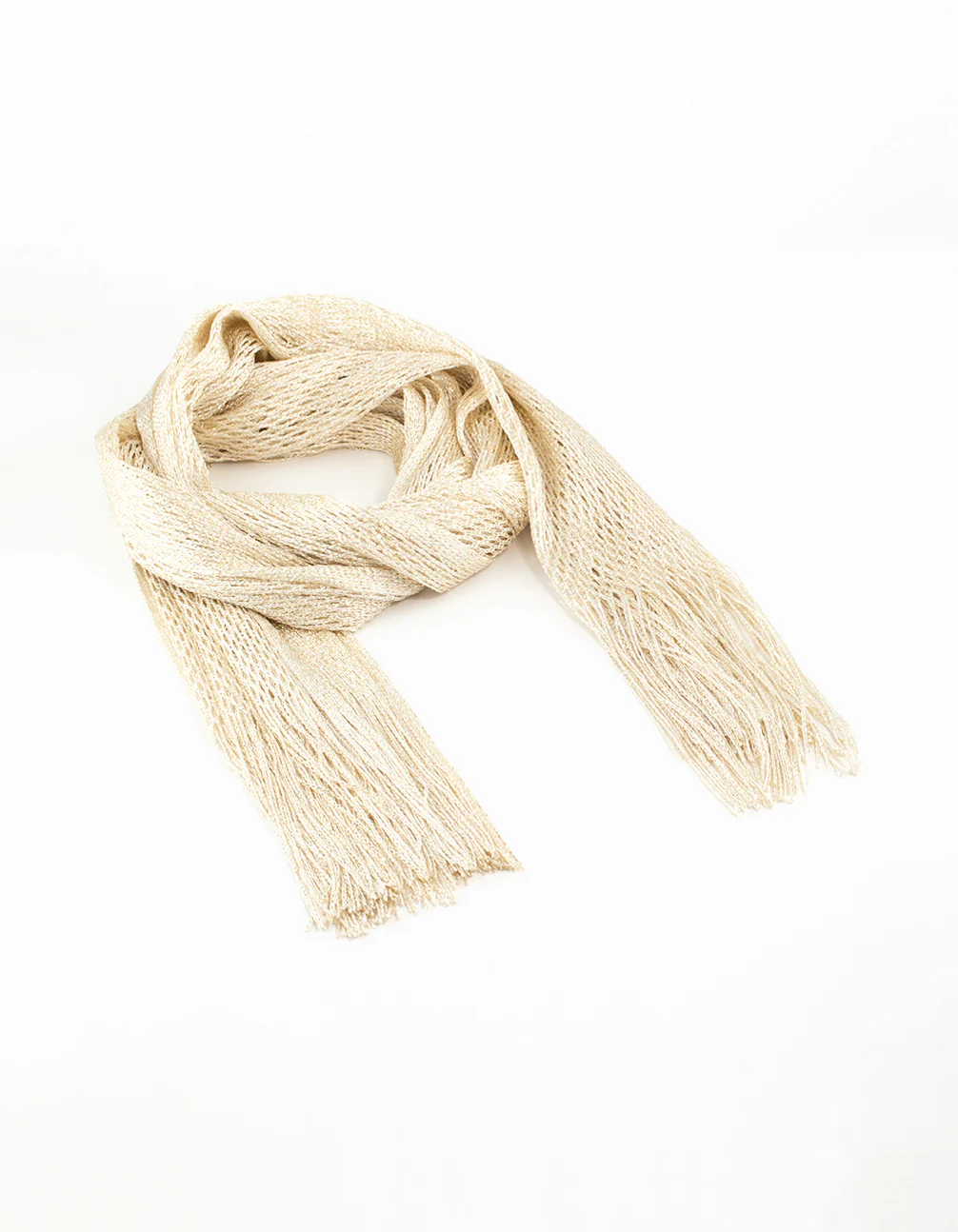 Cream Draped Fabric Long Scarf