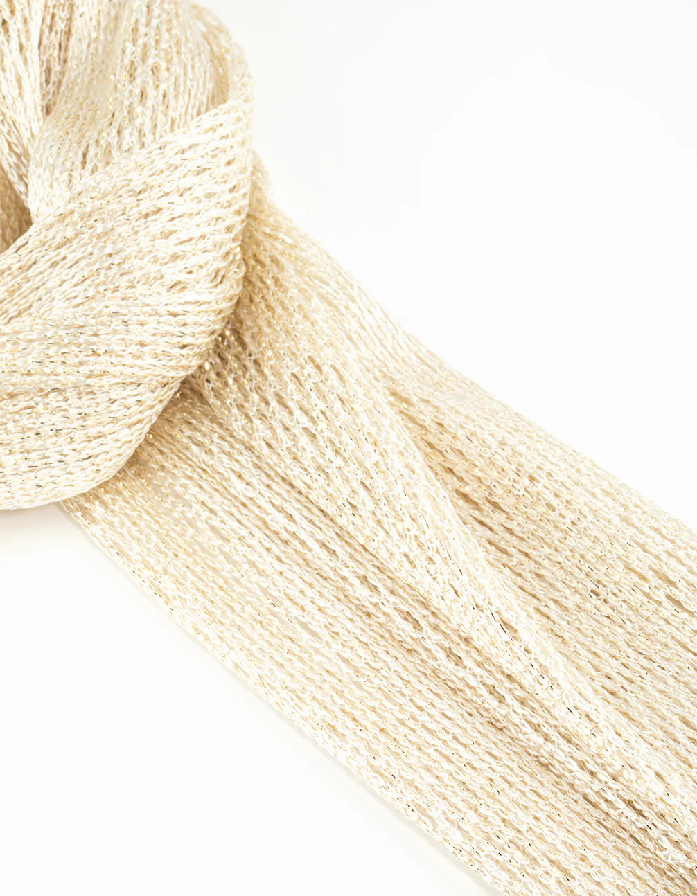 Cream Draped Fabric Long Scarf - Image 3