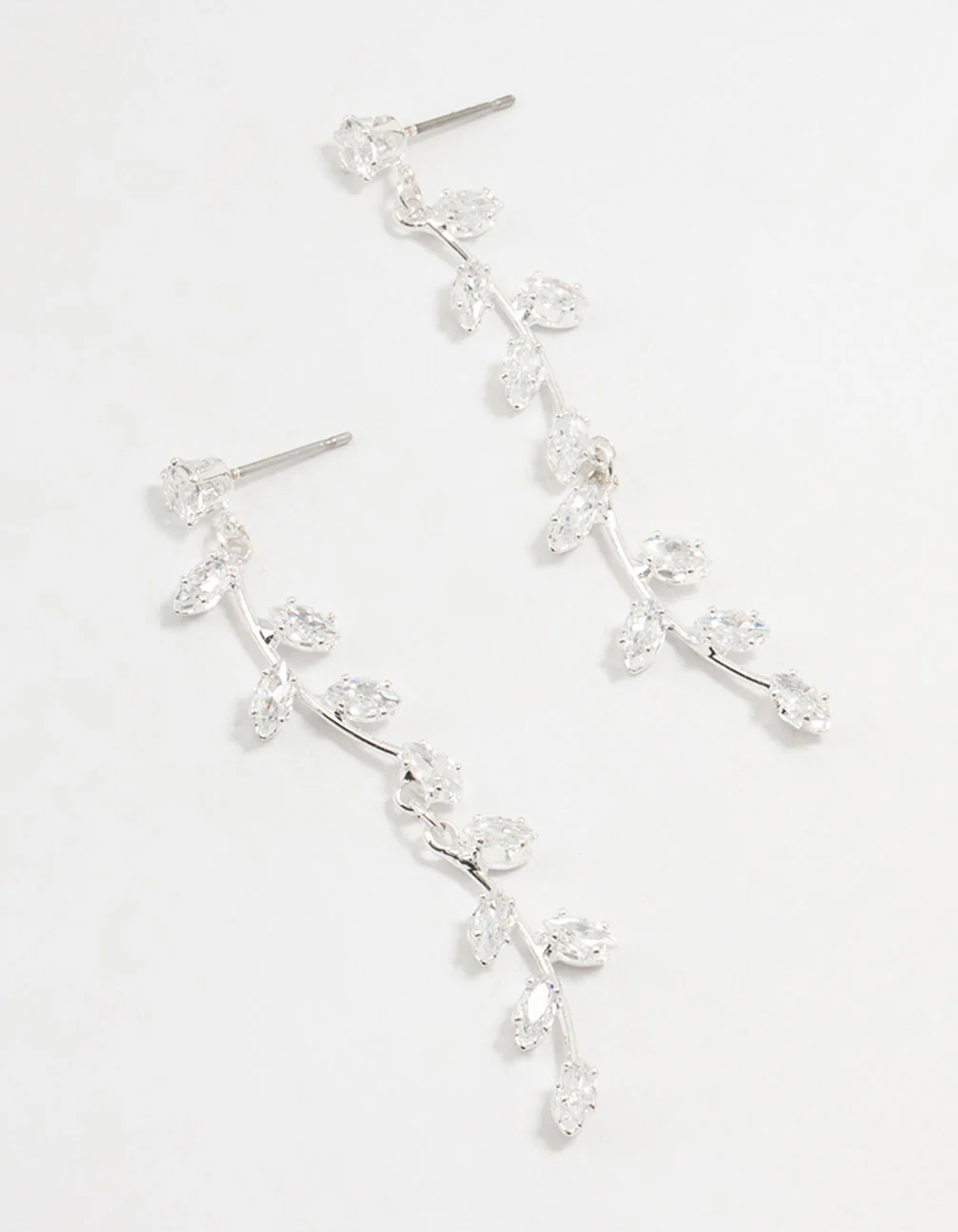 Cubic Zirconia Leaf Drop Earrings