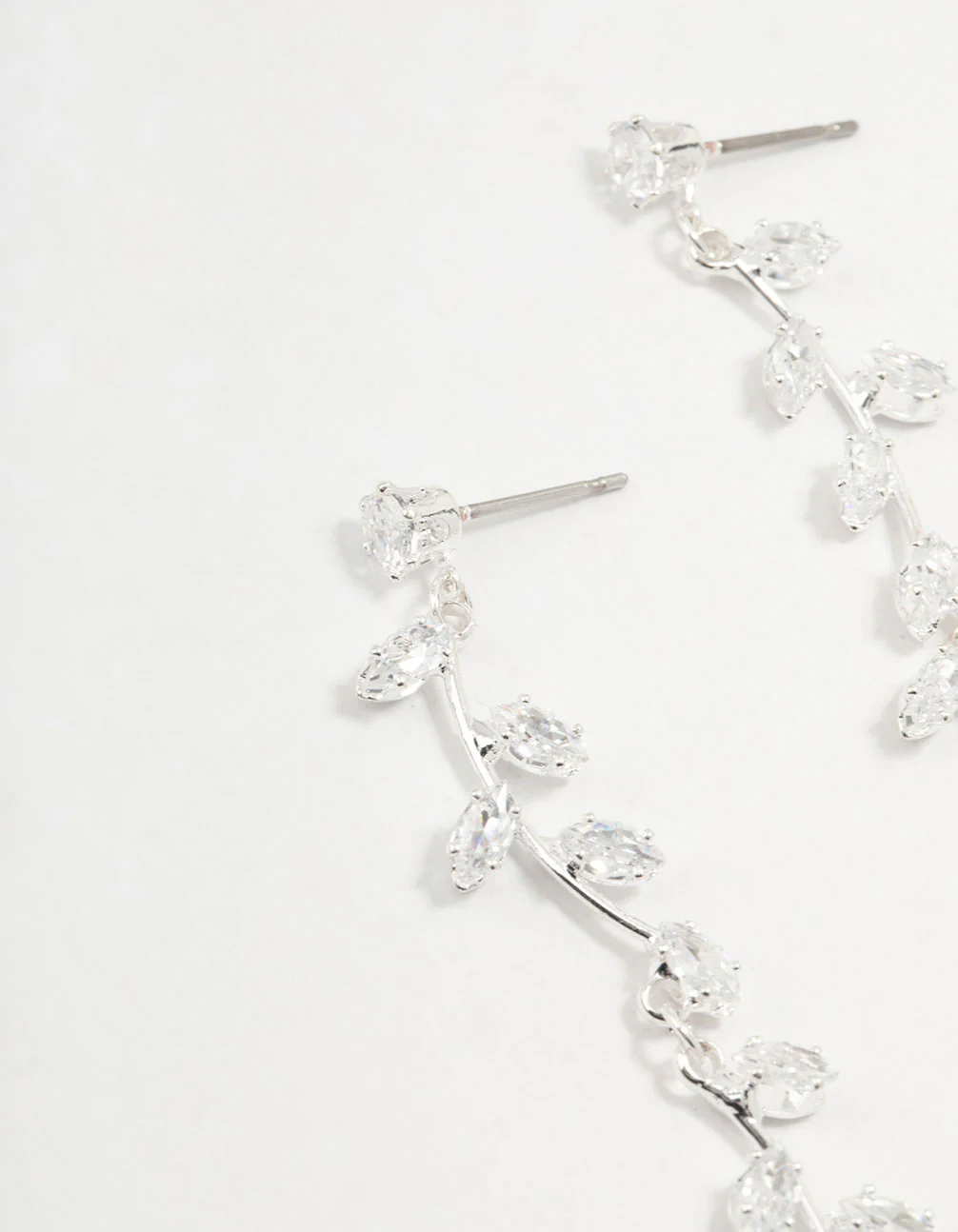 Cubic Zirconia Leaf Drop Earrings - Image 2