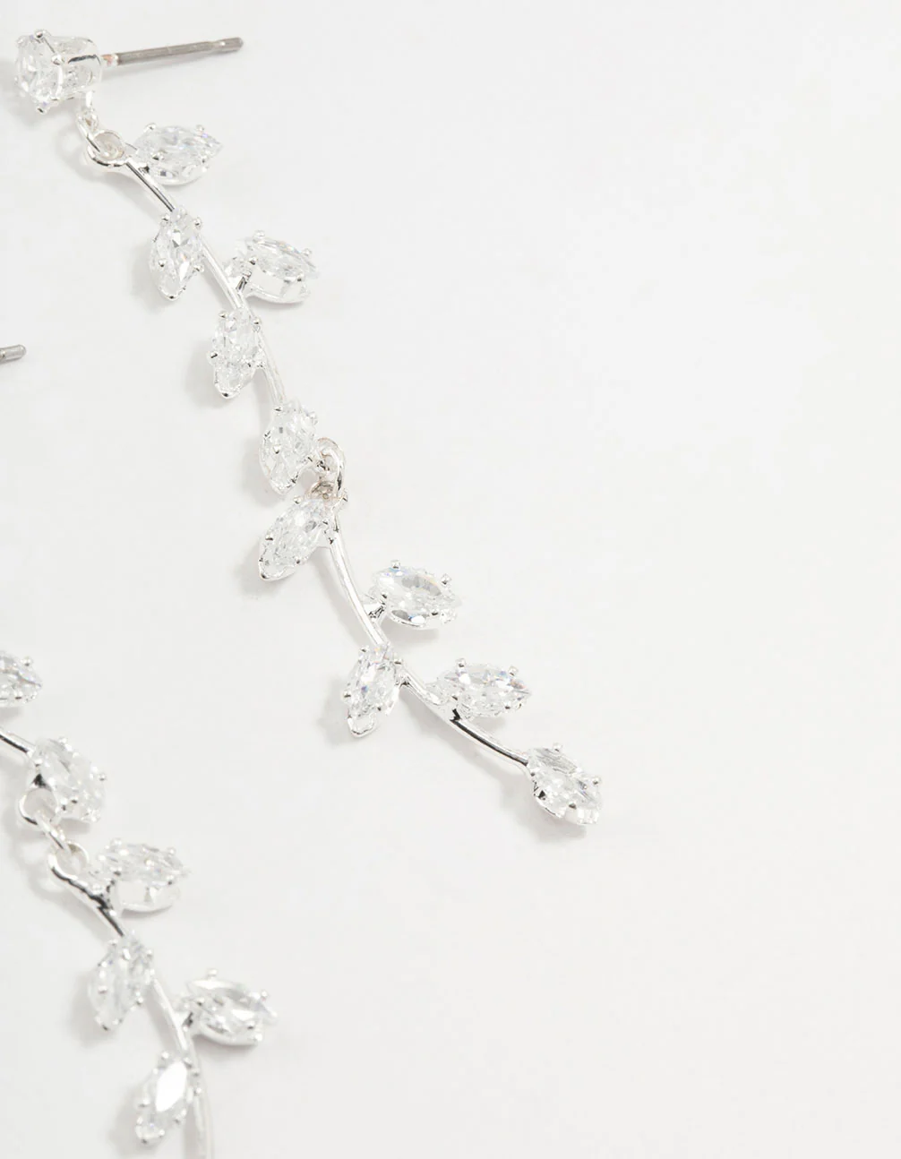 Cubic Zirconia Leaf Drop Earrings - Image 3