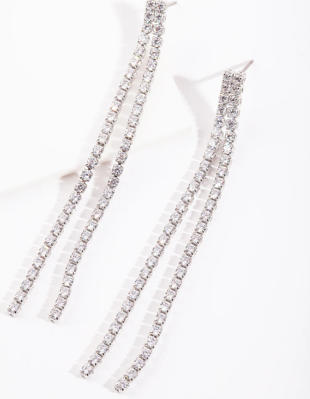 Cubic Zirconia Drop Row Earrings - Image 2