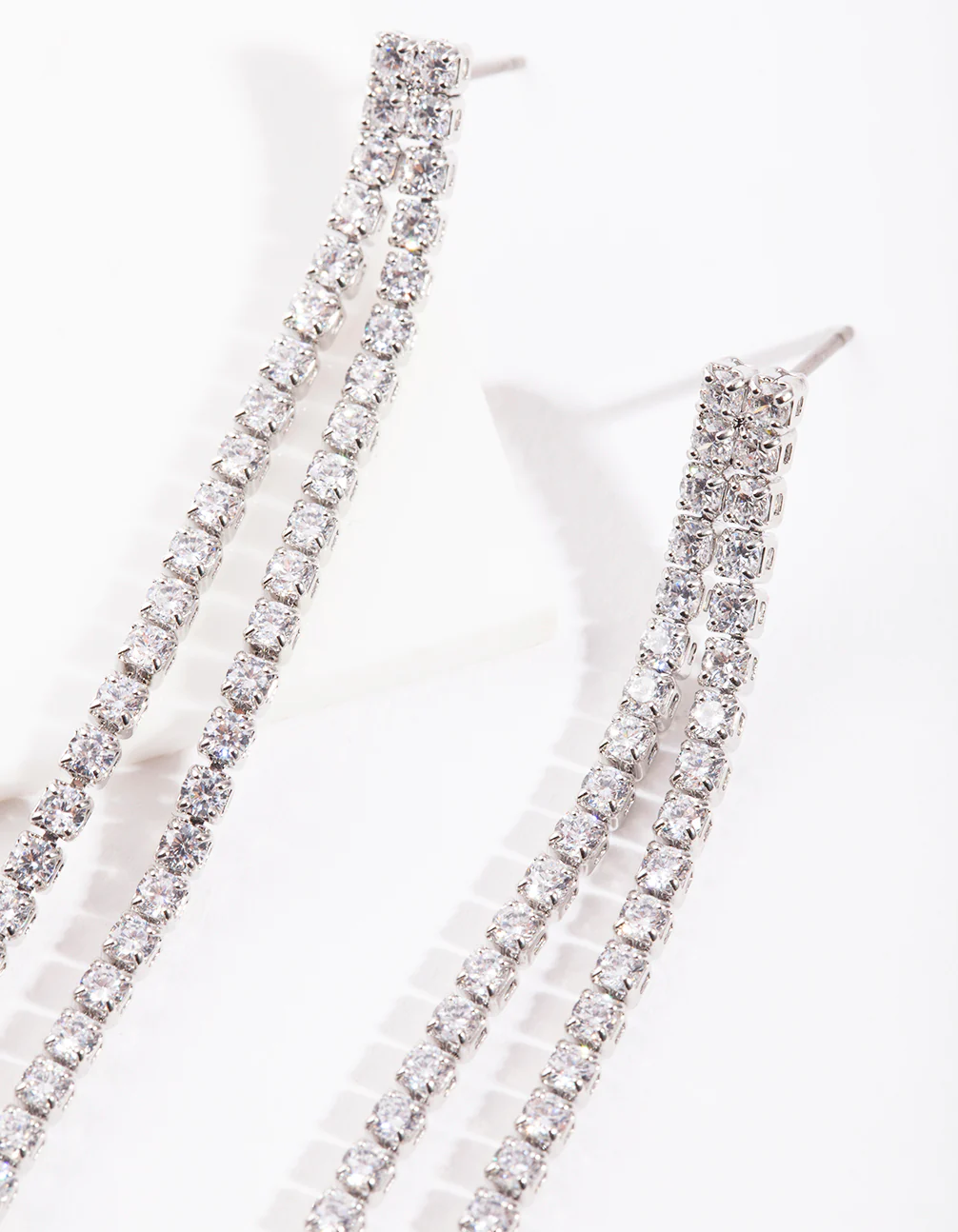 Cubic Zirconia Drop Row Earrings - Image 3