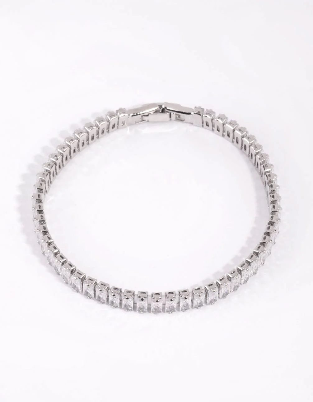 Silver Cubic Zirconia Baguette Tennis Bracelet