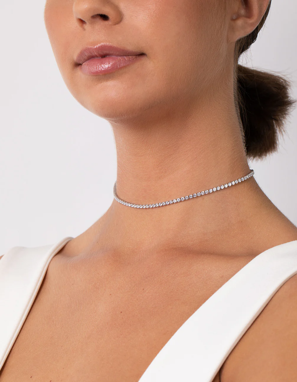Silver Cubic Zirconia Cup Chain Choker