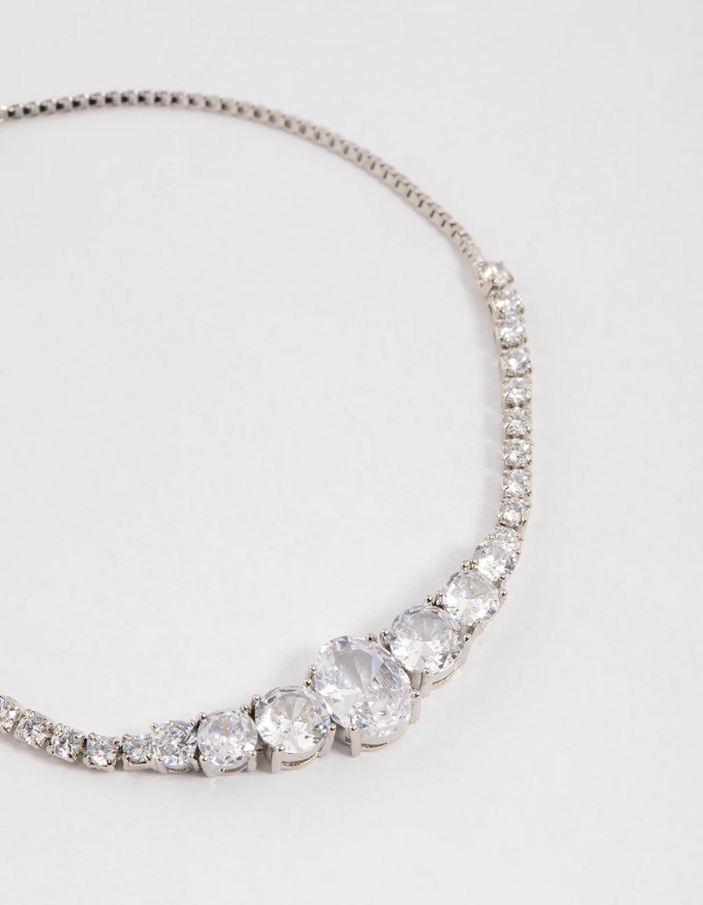 Silver Cubic Zirconia Large Oval Toggle Tennis Bangle - Image 2
