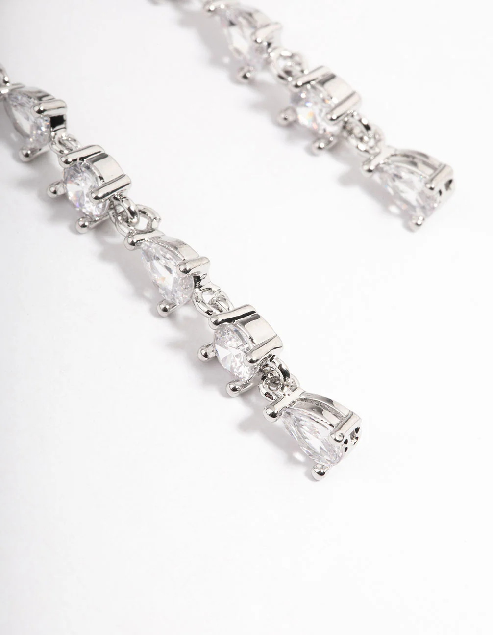Silver Cubic Zirconia Mixed Stone Drop Earrings - Image 3