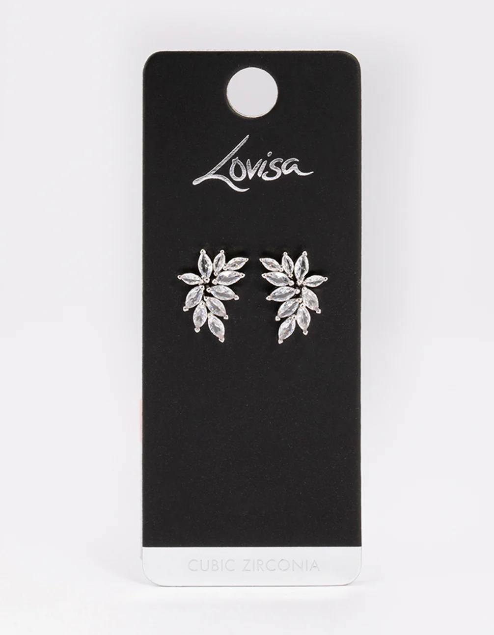 Silver Cubic Zirconia Navette Mini Stud Earrings - Image 4