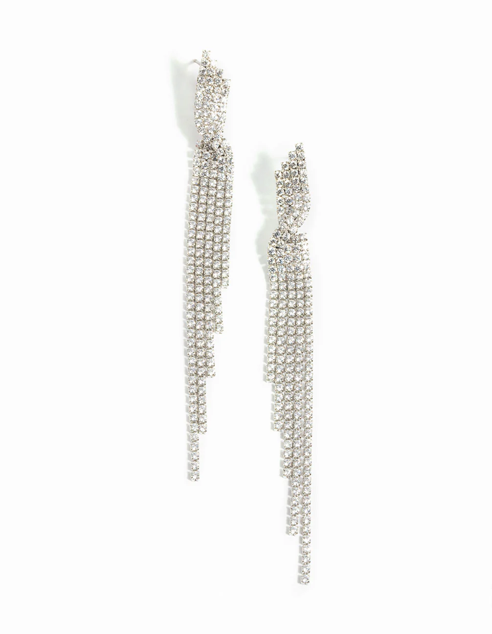 Silver Cubic Zirconia Twisted Drop Earrings