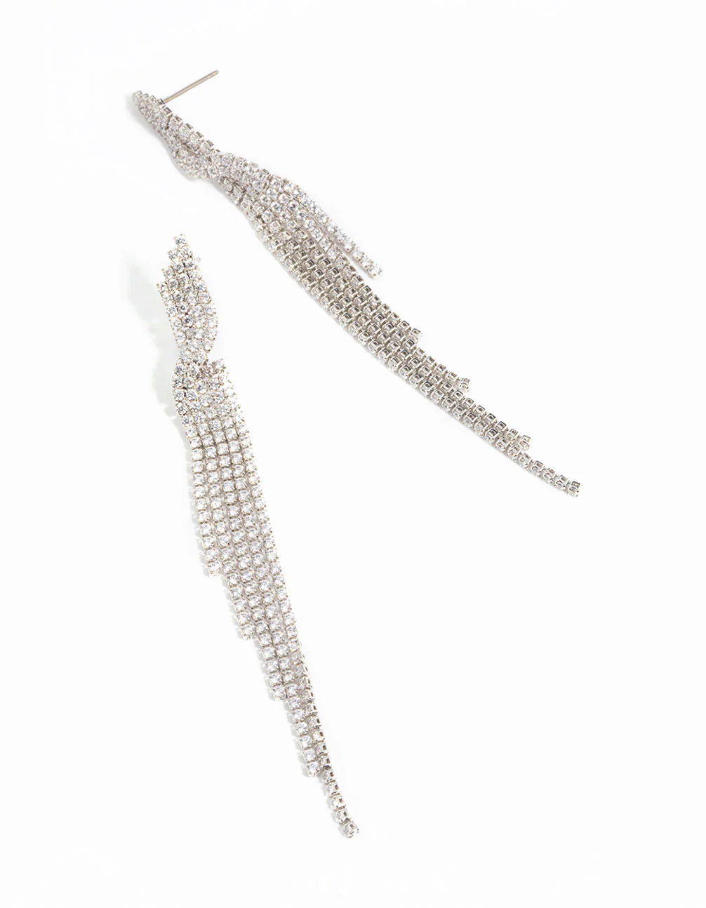 Silver Cubic Zirconia Twisted Drop Earrings - Image 3