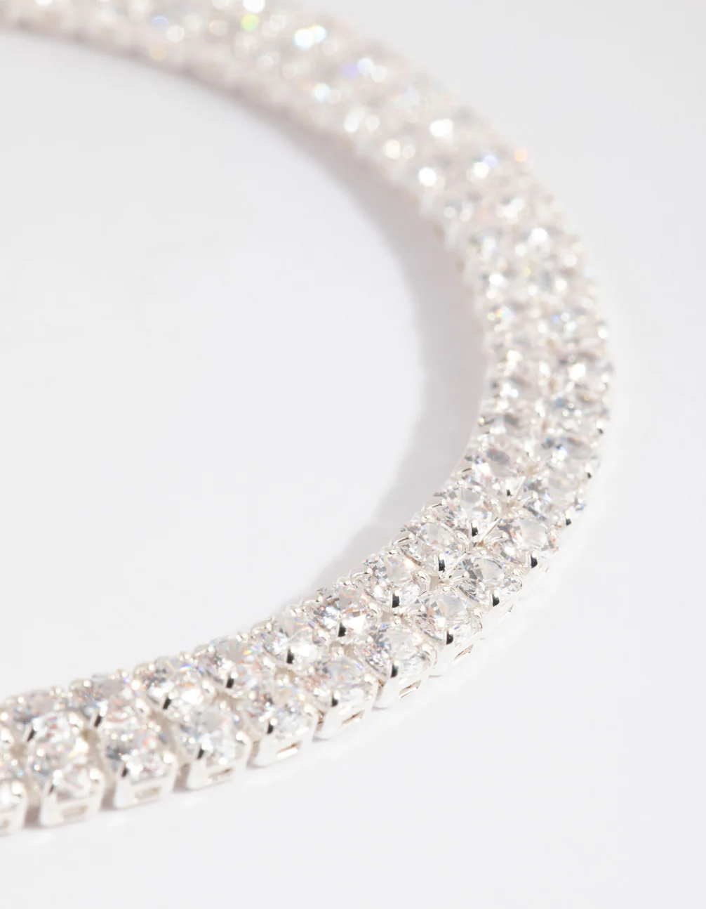 Silver Cubic Zirconia Layered Cup Chain Tennis Bracelet - Image 4