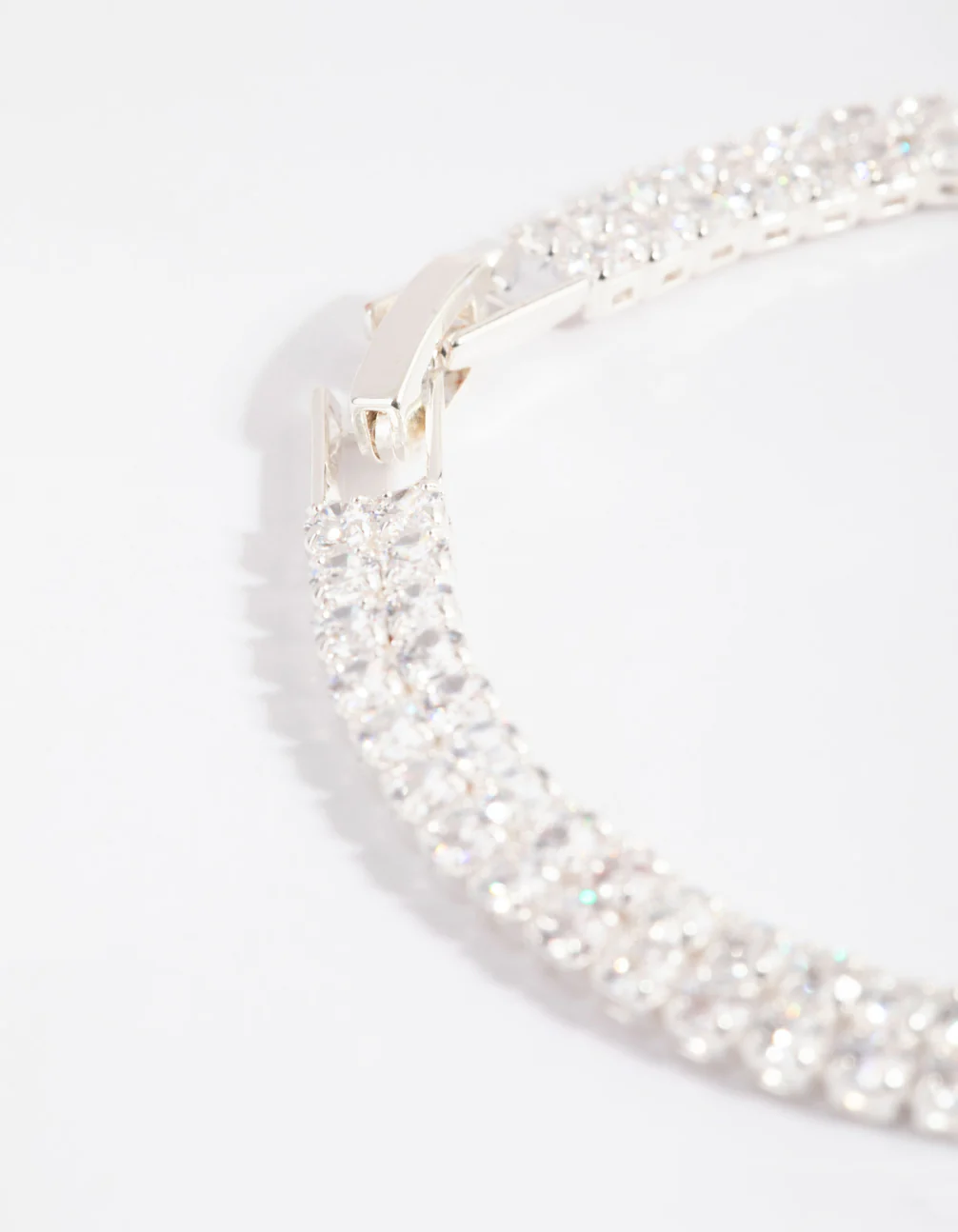 Silver Cubic Zirconia Layered Cup Chain Tennis Bracelet - Image 5
