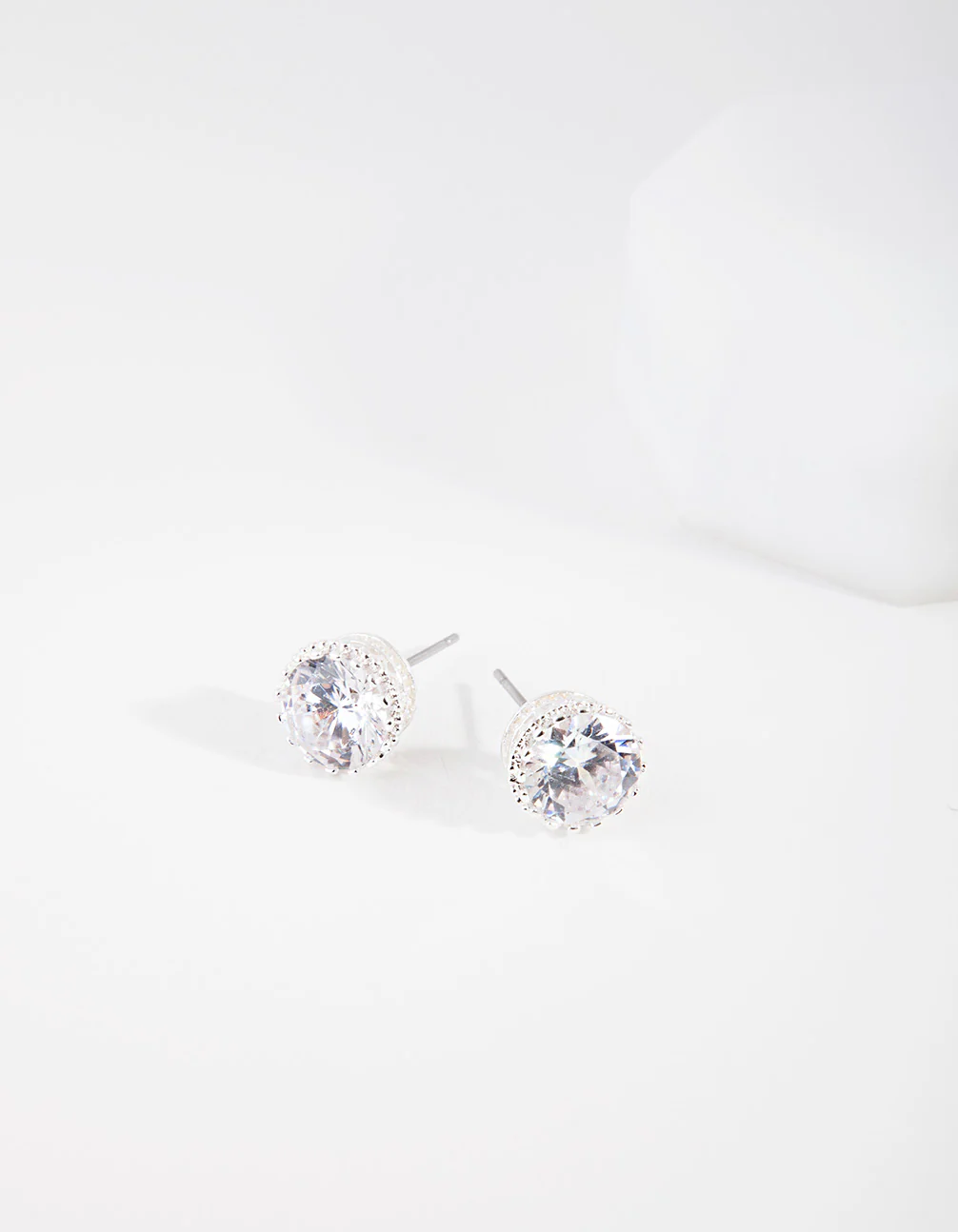 Silver Cubic Zirconia Classic Stud Earrings - Image 3