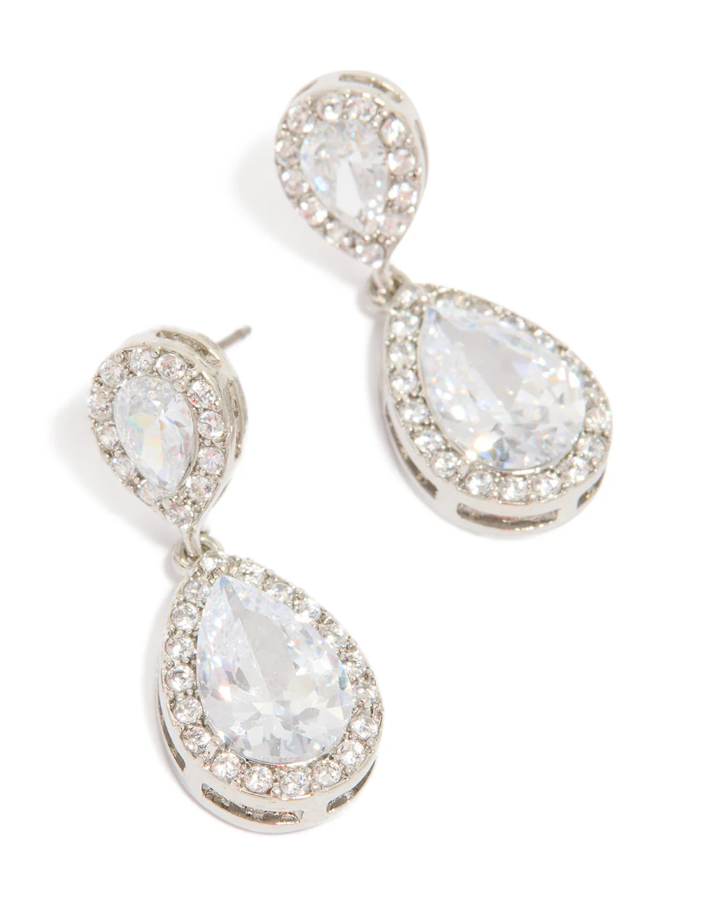 Silver Cubic Zirconia Angelina Drop Earrings - Image 2