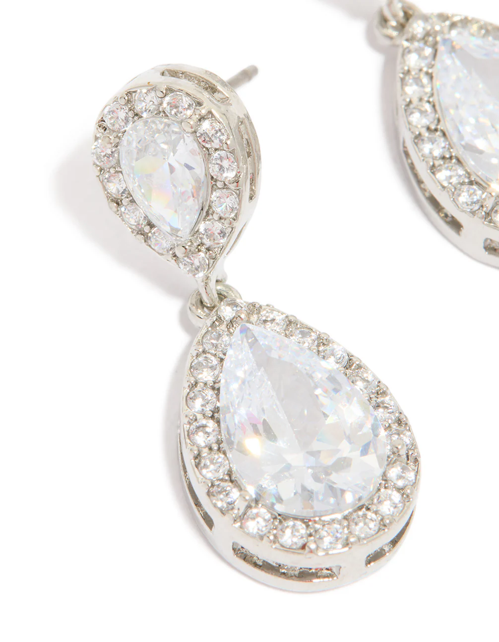 Silver Cubic Zirconia Angelina Drop Earrings - Image 4