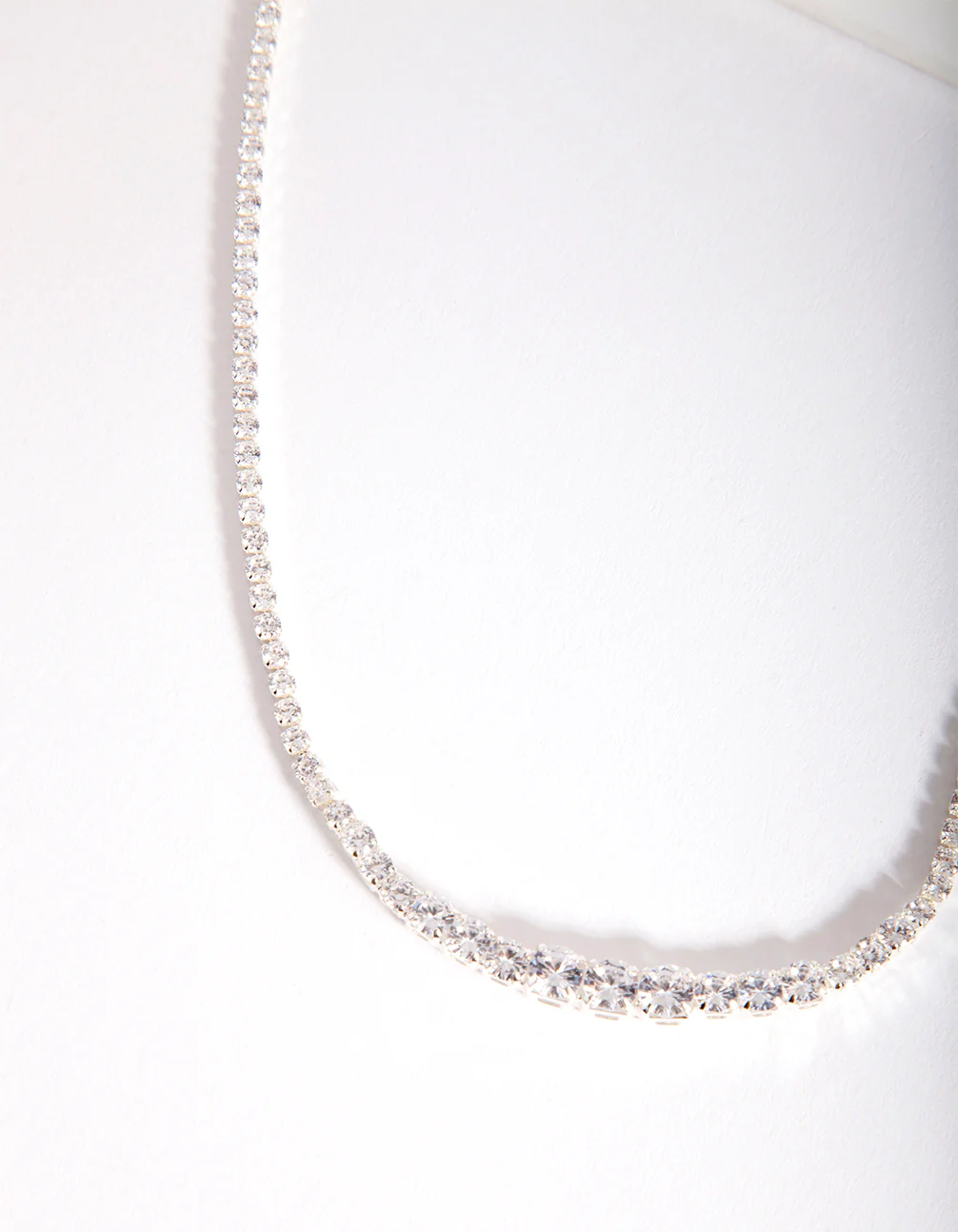 Silver Cubic Zirconia Graduating Diamante Tennis Necklace - Image 2