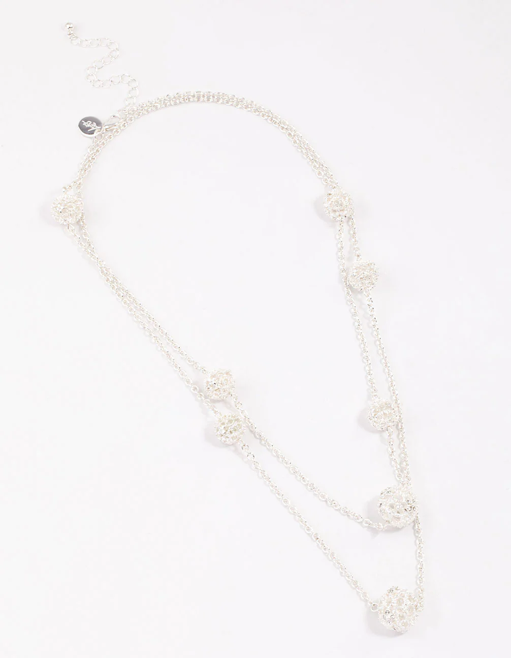 Silver Decorative Diamante Long Necklace - Image 2