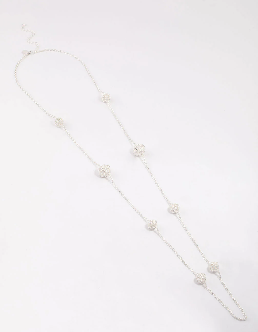 Silver Decorative Diamante Long Necklace - Image 3