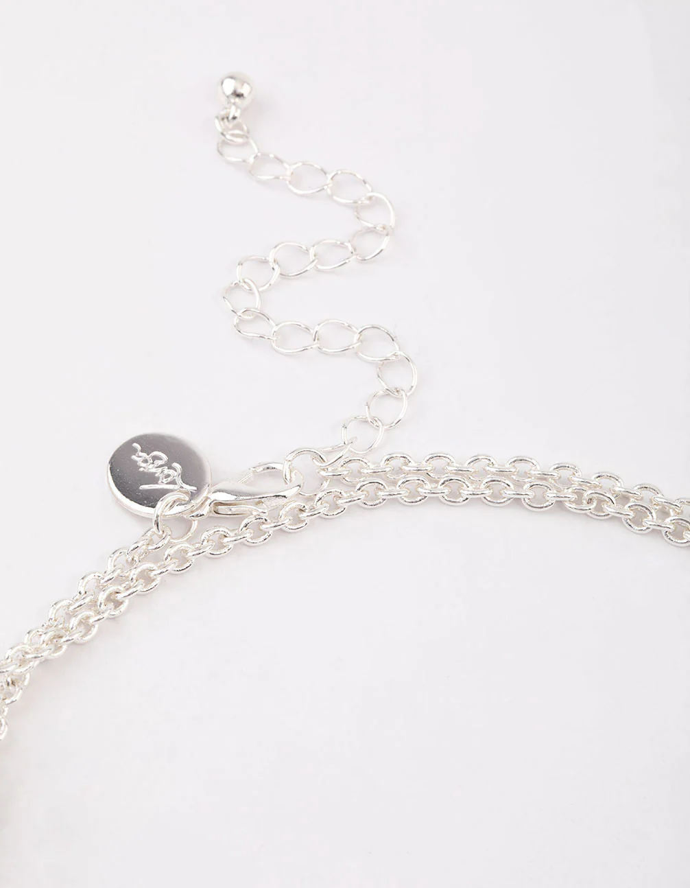 Silver Decorative Diamante Long Necklace - Image 4