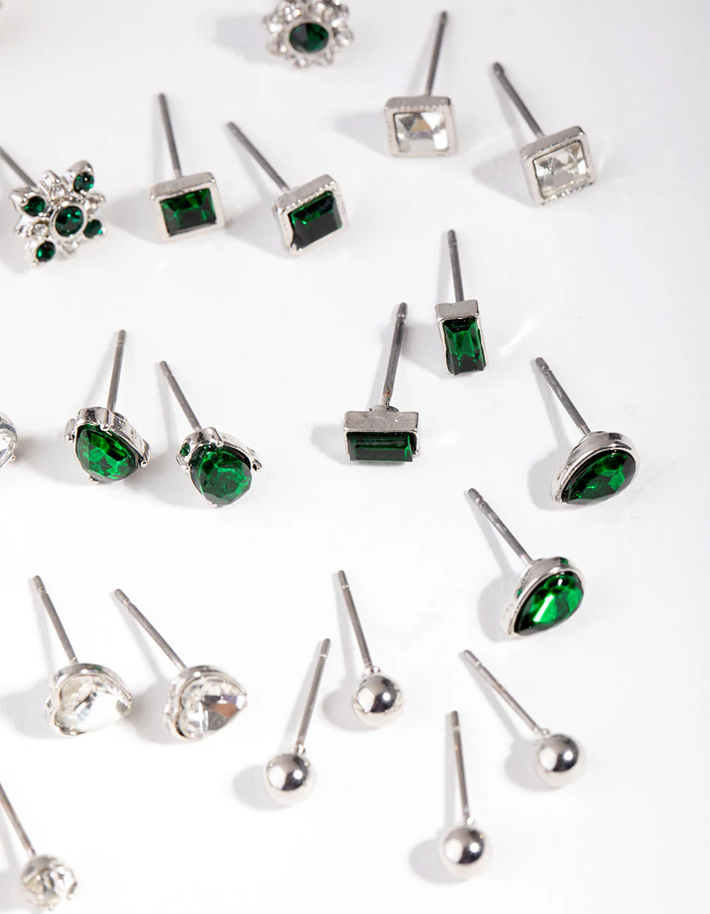 Silver Geometric Shape Earrings 16-Pack - Image 2
