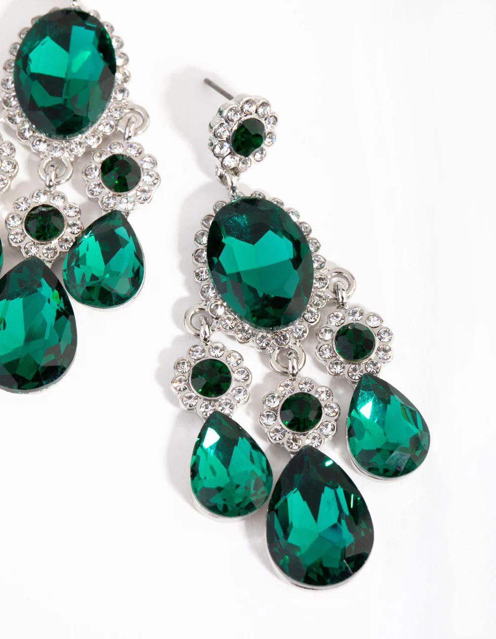 Silver Glam Teardrop Diamante Earrings - Image 2
