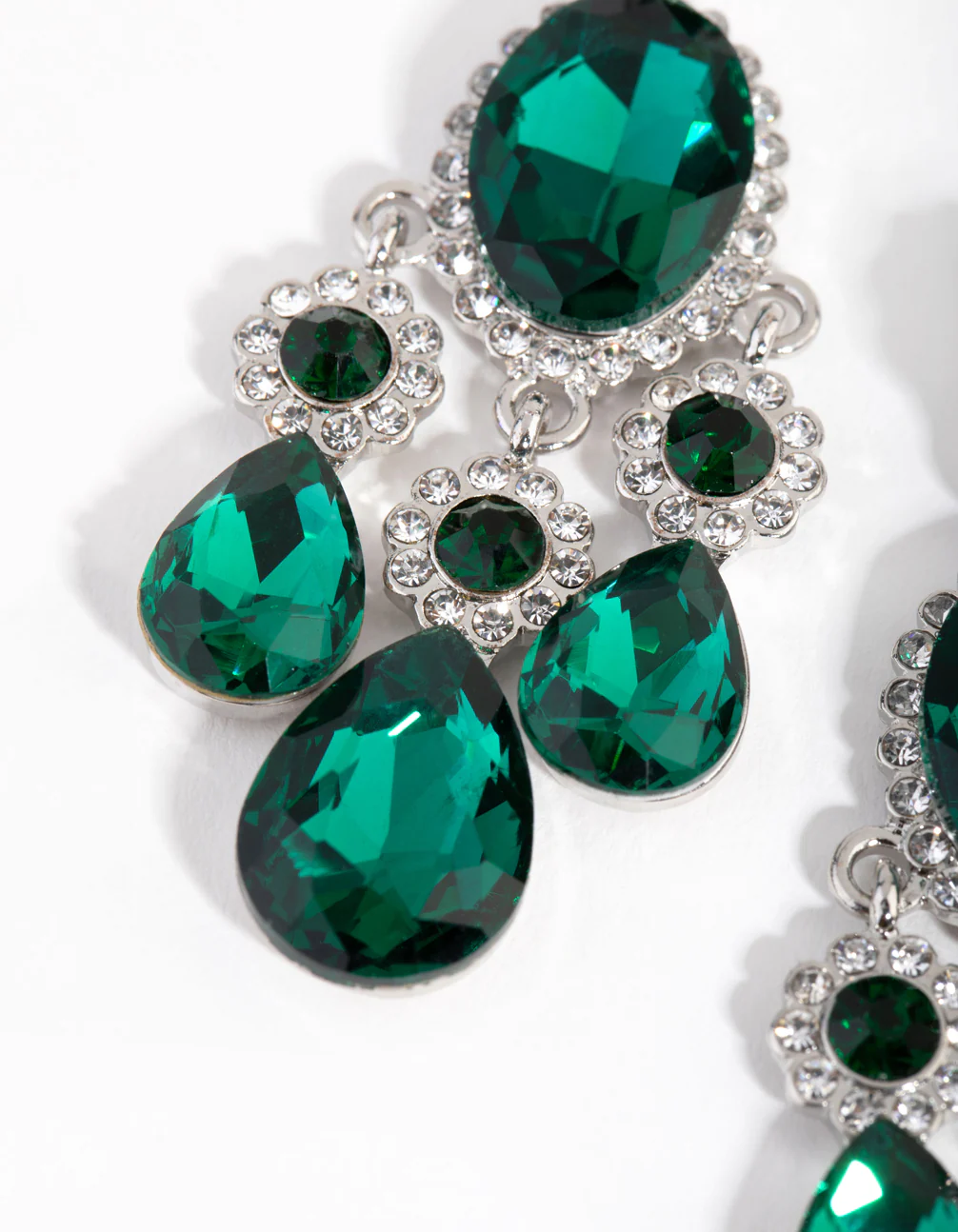 Silver Glam Teardrop Diamante Earrings - Image 3