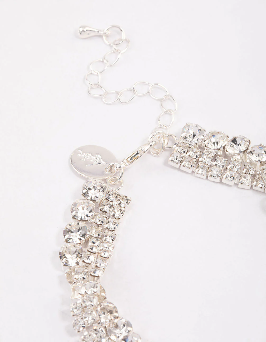 Silver Multi Diamante Twisted Bracelet - Image 3