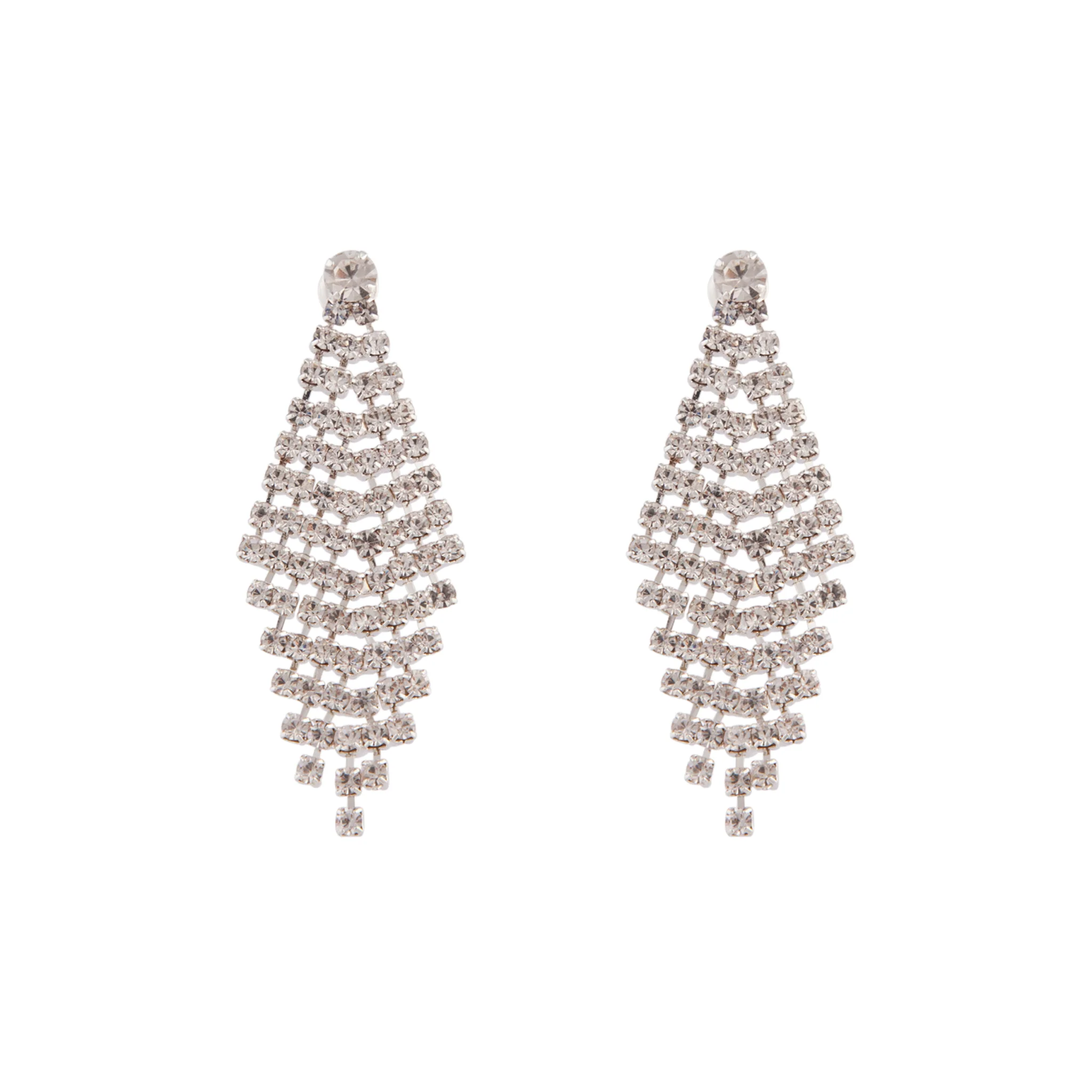 Silver Diamante Drop Tier Earrings