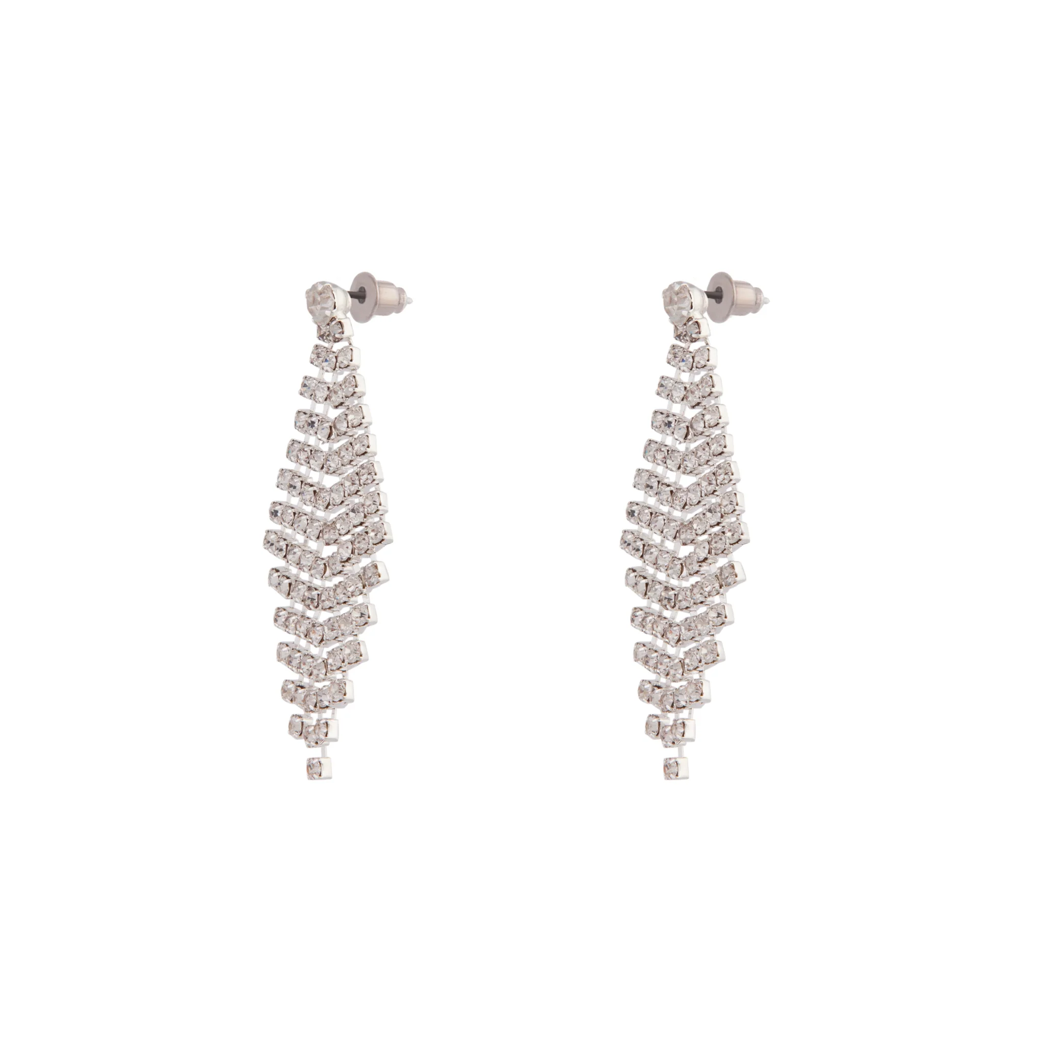 Silver Diamante Drop Tier Earrings - Image 2