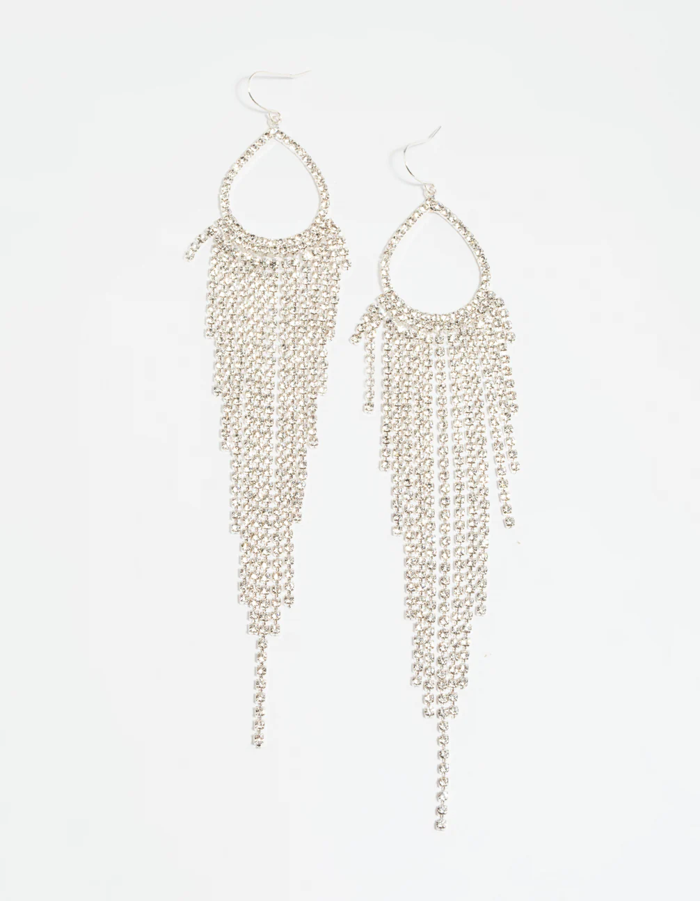 Silver Diamante Fringe Drop Earrings