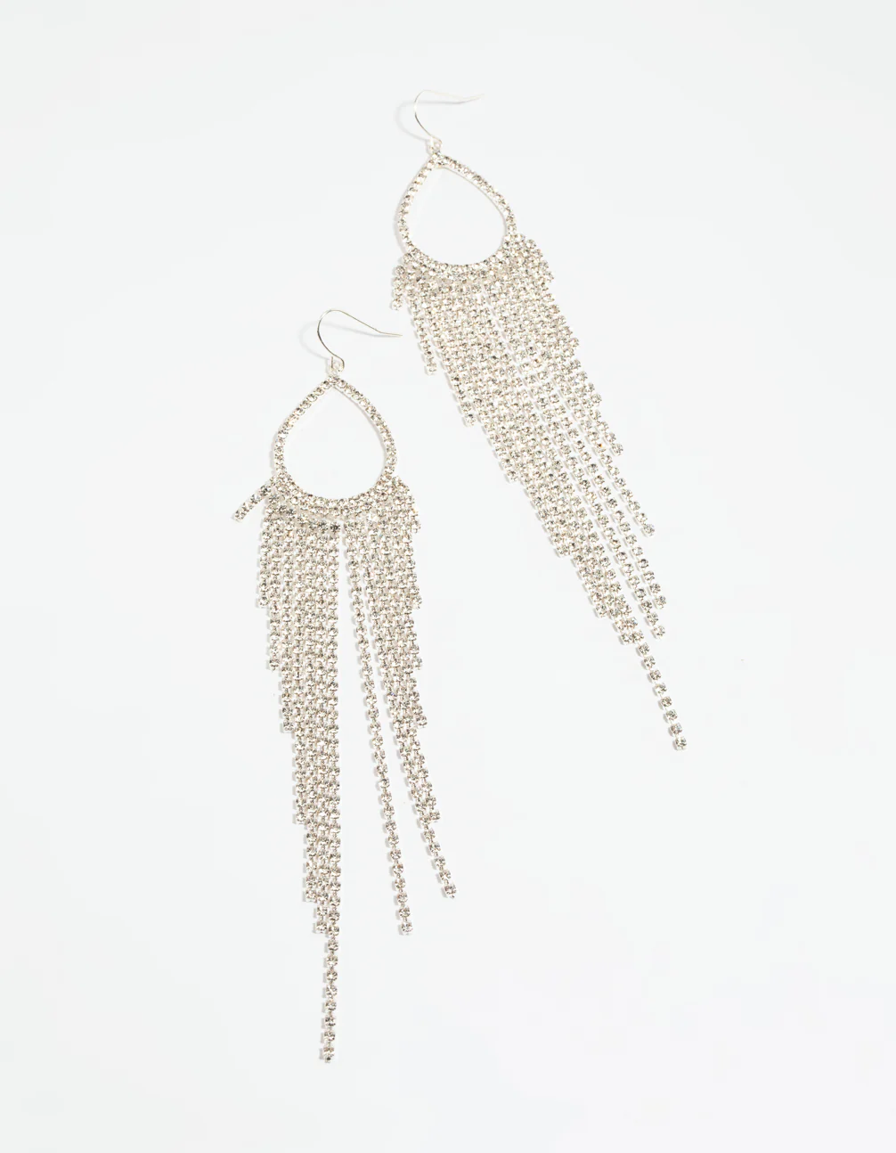 Silver Diamante Fringe Drop Earrings - Image 3