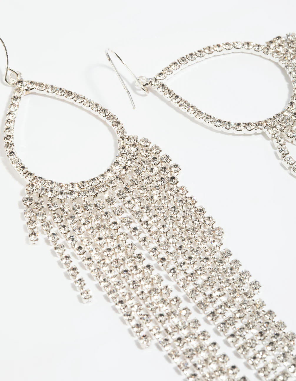 Silver Diamante Fringe Drop Earrings - Image 4