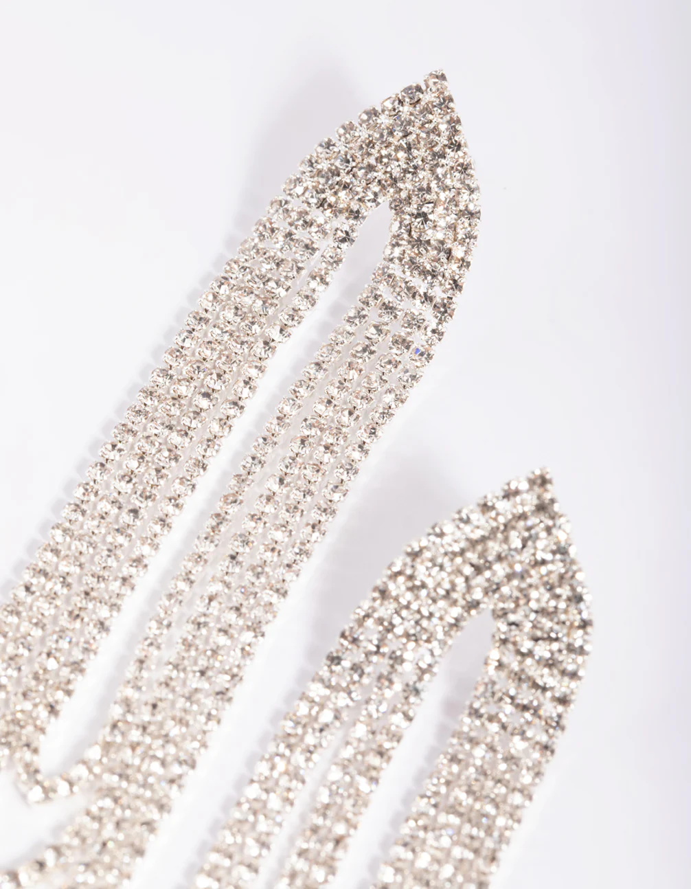 Silver Oval Diamante Drop Earrings - Image 3