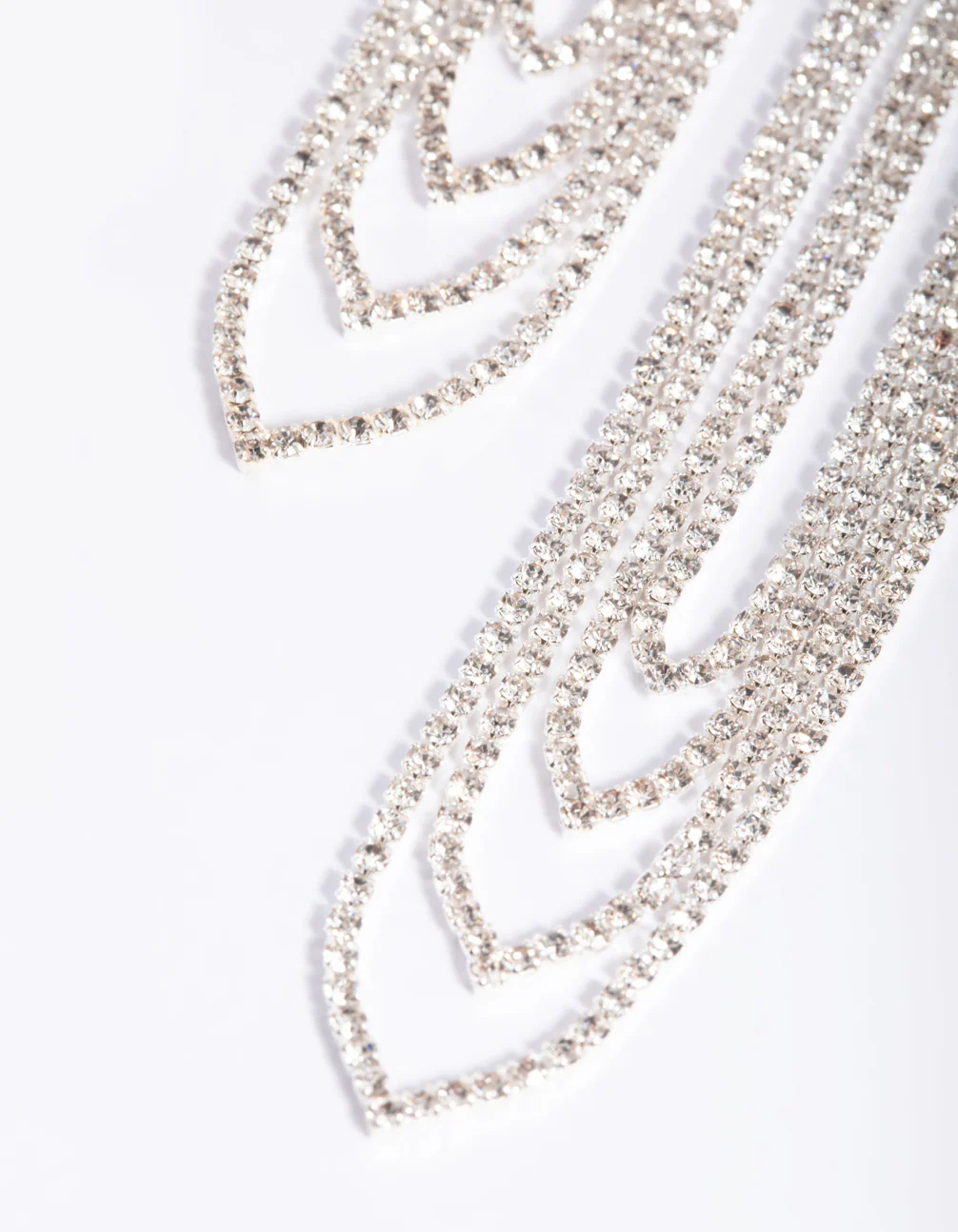 Silver Oval Diamante Drop Earrings - Image 4