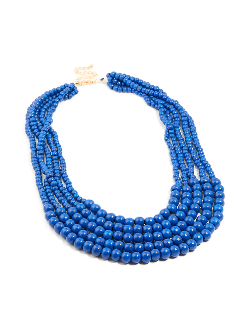 Dark Blue Acrylic Beaded Long Layered Necklace - Image 2