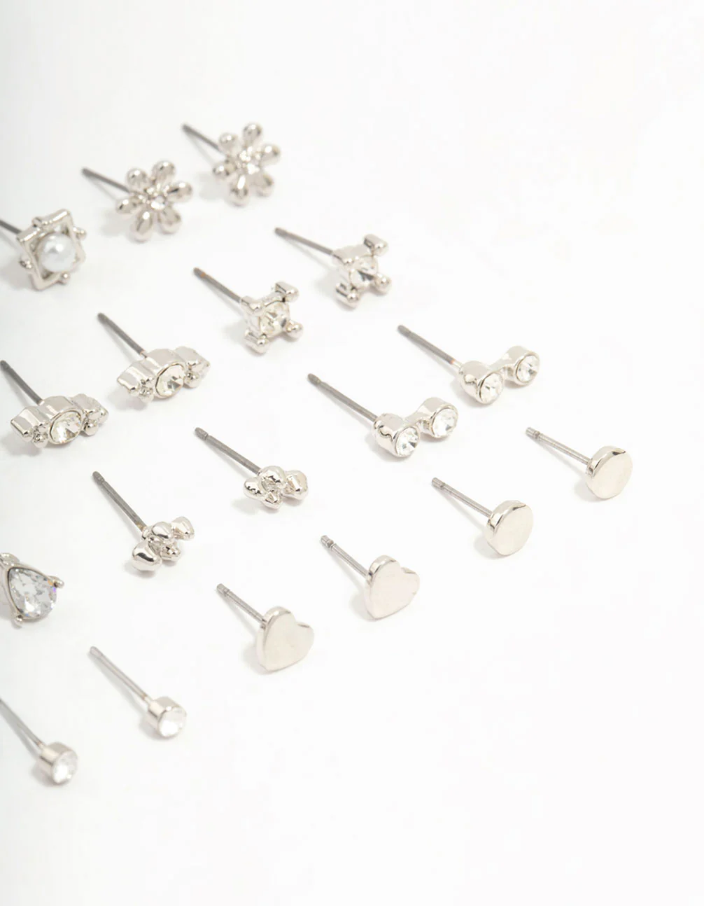 Silver Diamante Stud Earrings 12-Pack - Image 2