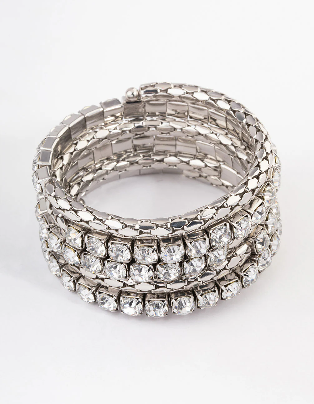 Silver Chunky Diamante Chain Wrapped Bracelet