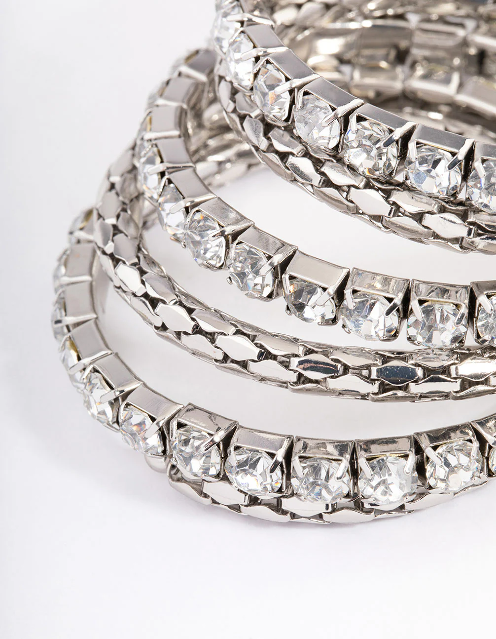 Silver Chunky Diamante Chain Wrapped Bracelet - Image 3