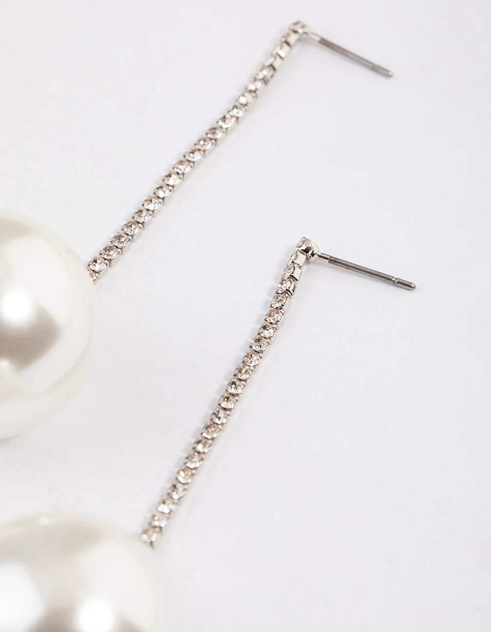 Silver Cup Chain Large Pearl Drop Earrings - Image 4