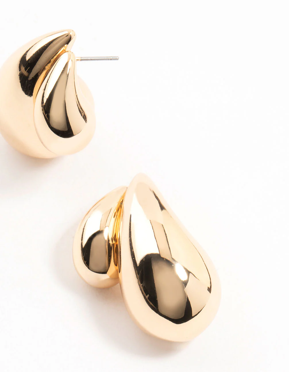 Double Gold Teardrop Stud Earrings - Image 3