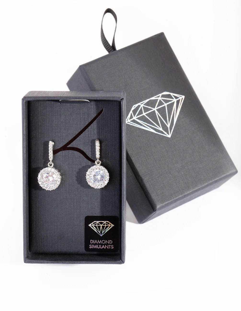 Diamond Simulant Circle Drop Earrings - Image 2