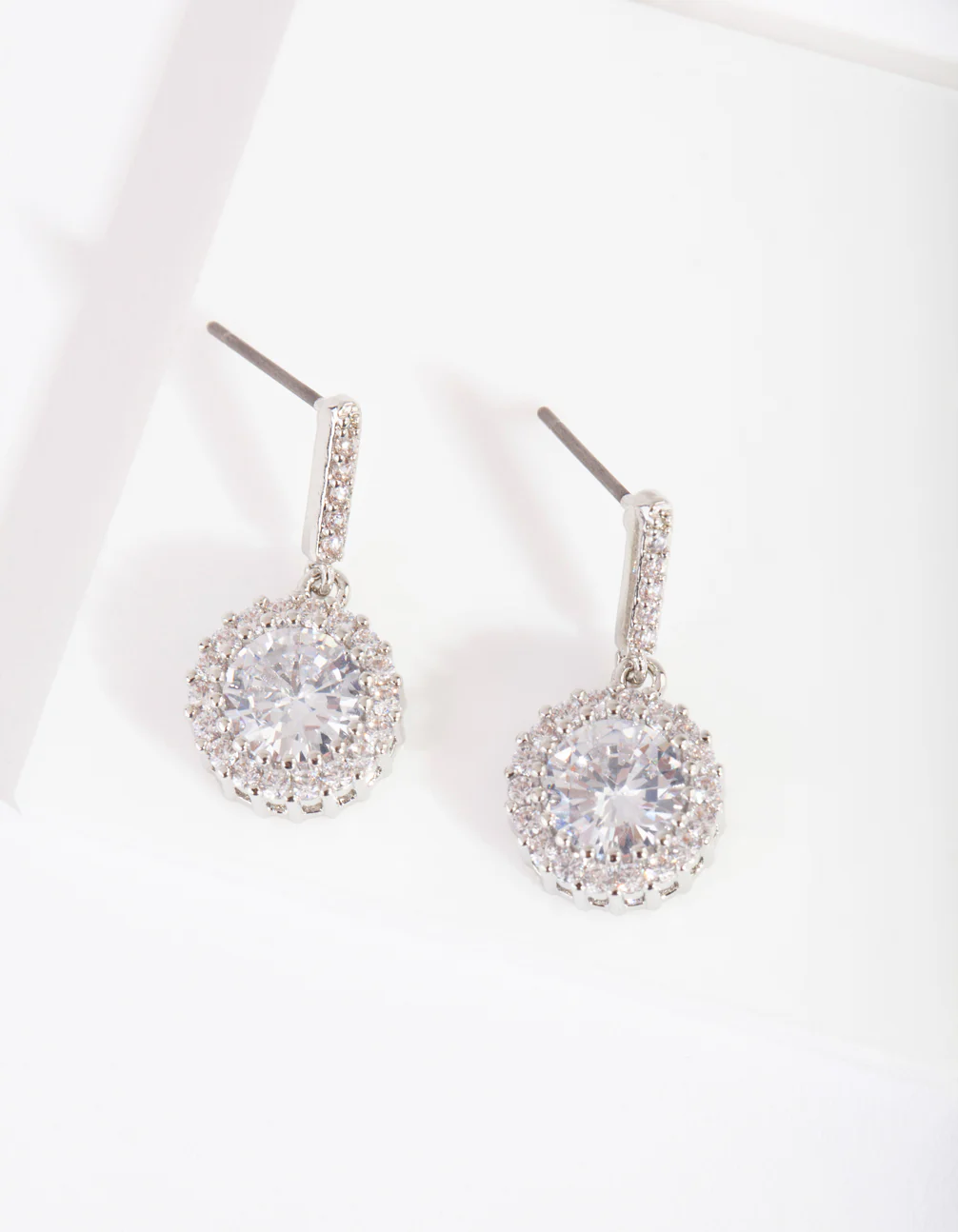 Diamond Simulant Circle Drop Earrings - Image 4