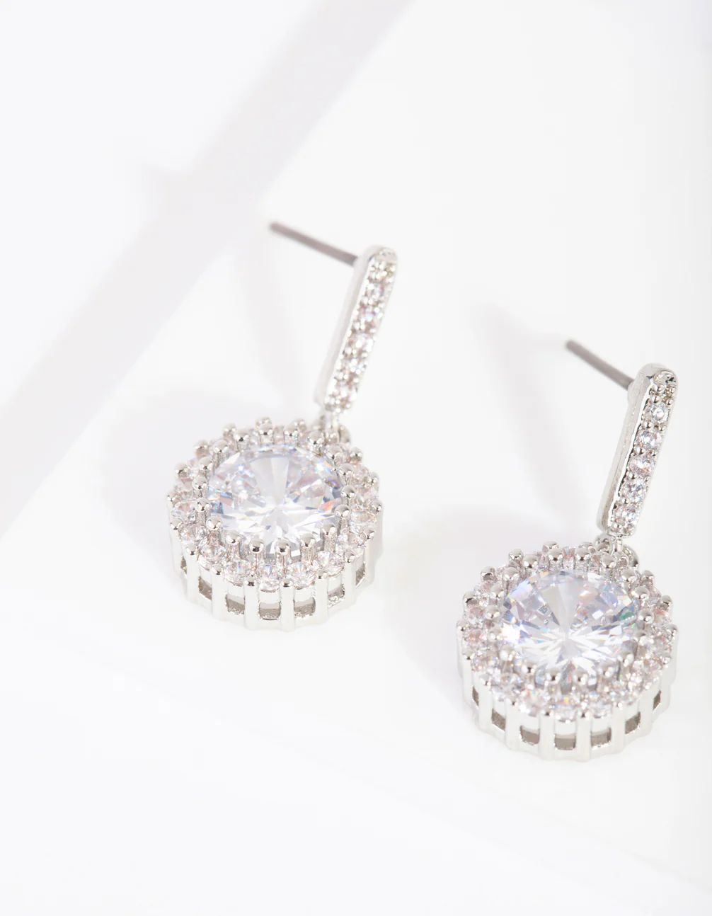 Diamond Simulant Circle Drop Earrings - Image 5