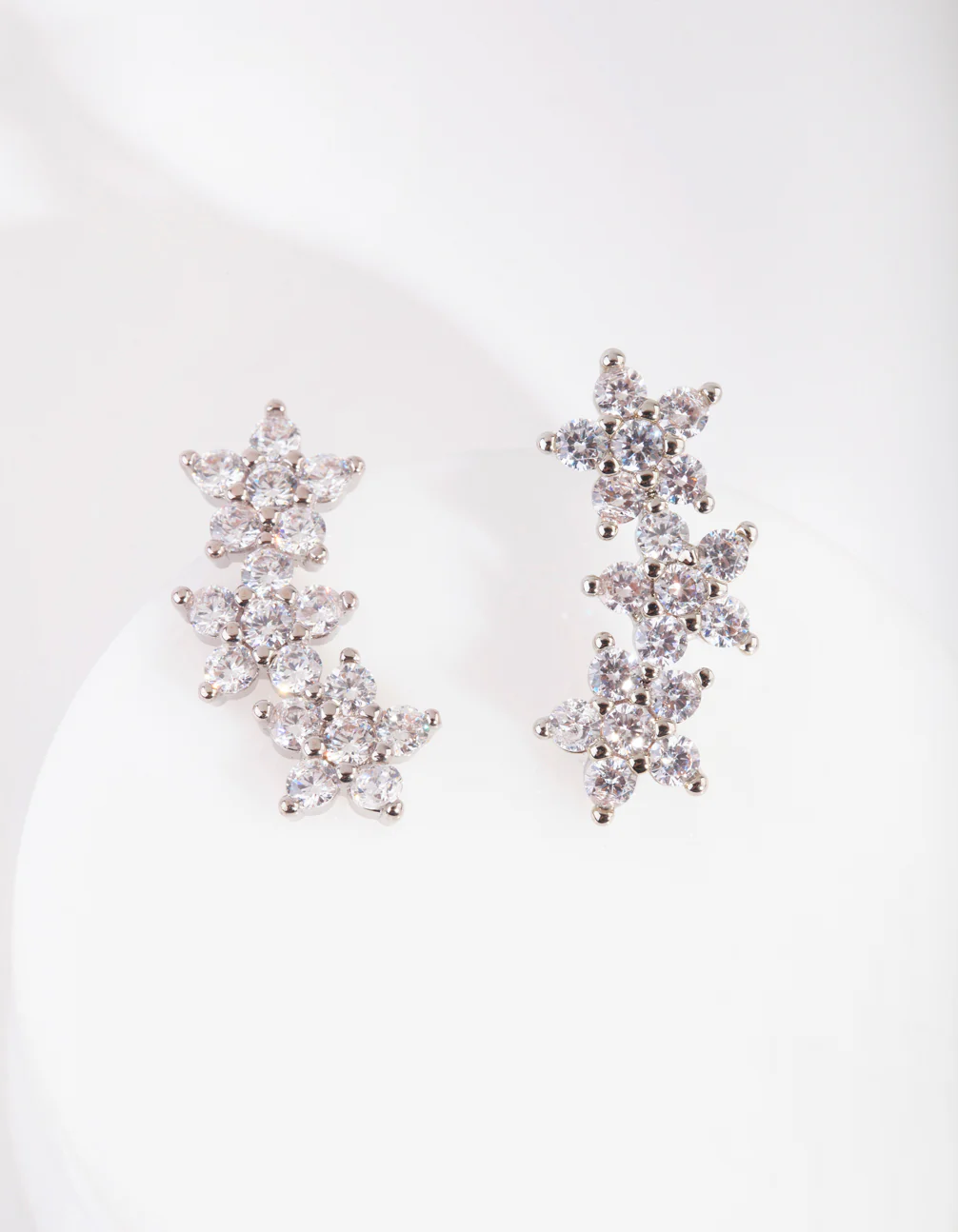 Diamond Simulant Flower Crawler Earrings - Image 2