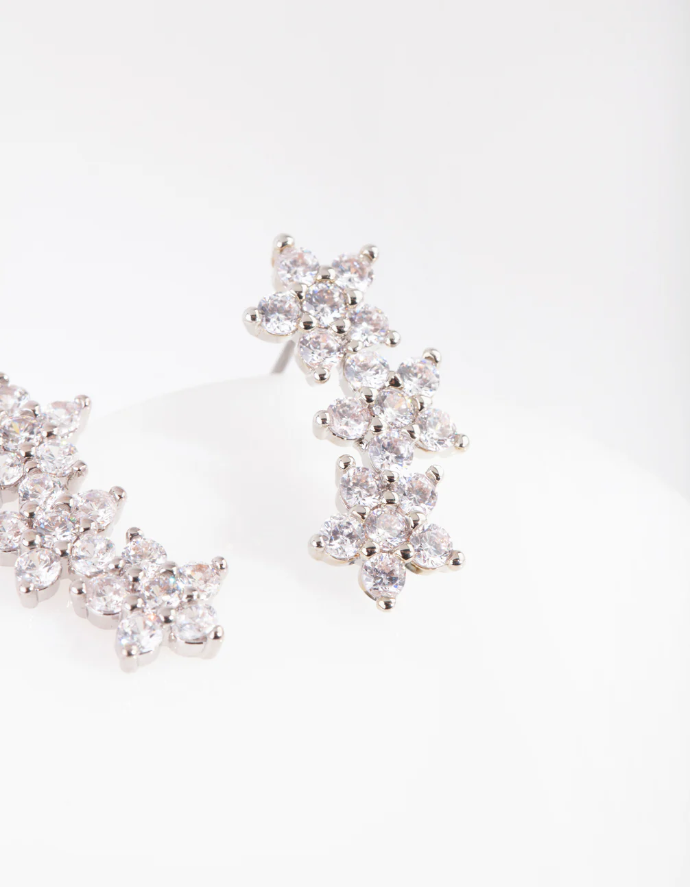 Diamond Simulant Flower Crawler Earrings - Image 3