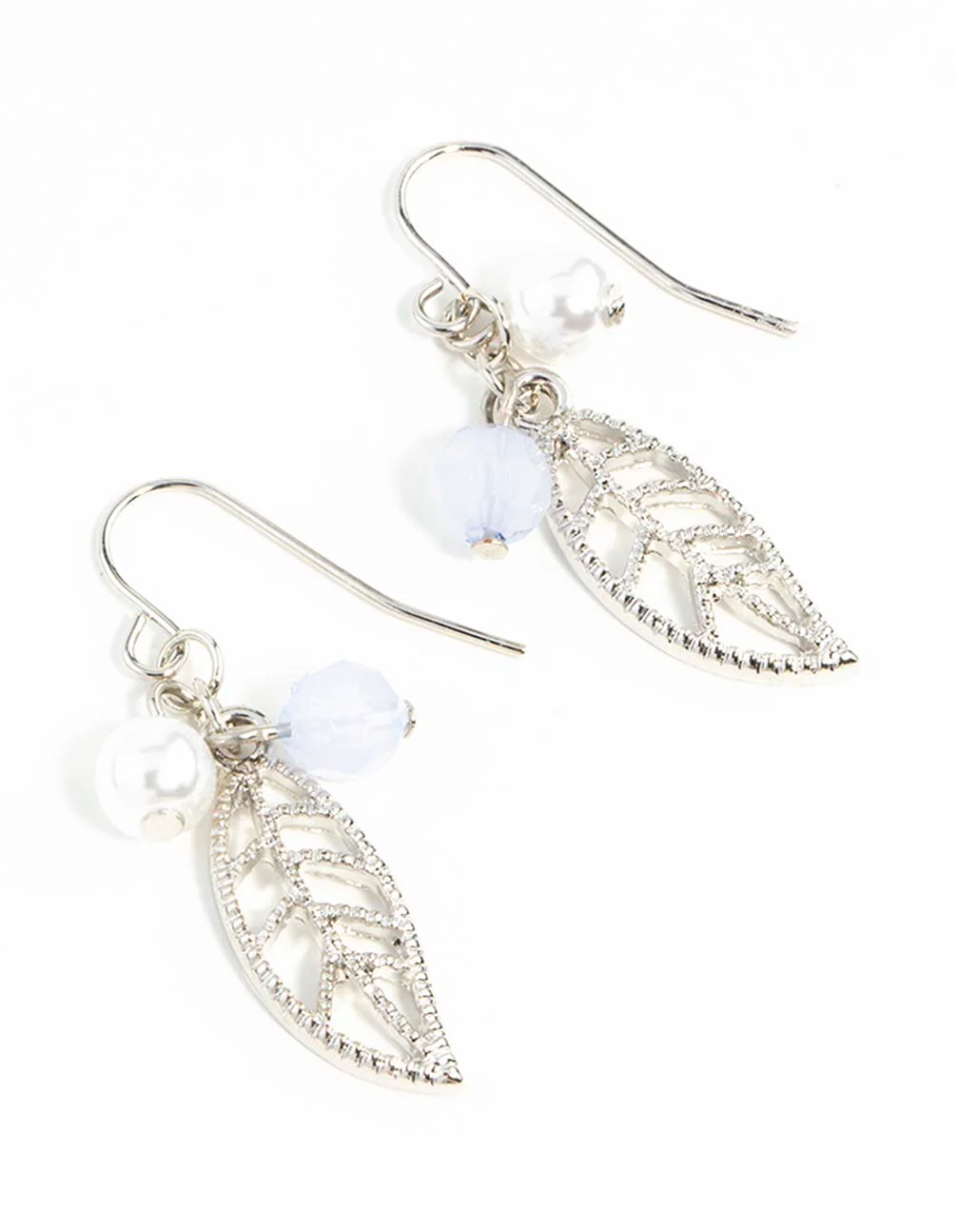 Silver Leaf Drop Earrings - Image 2